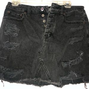 American Eagle Black Ripped Jean Skirt